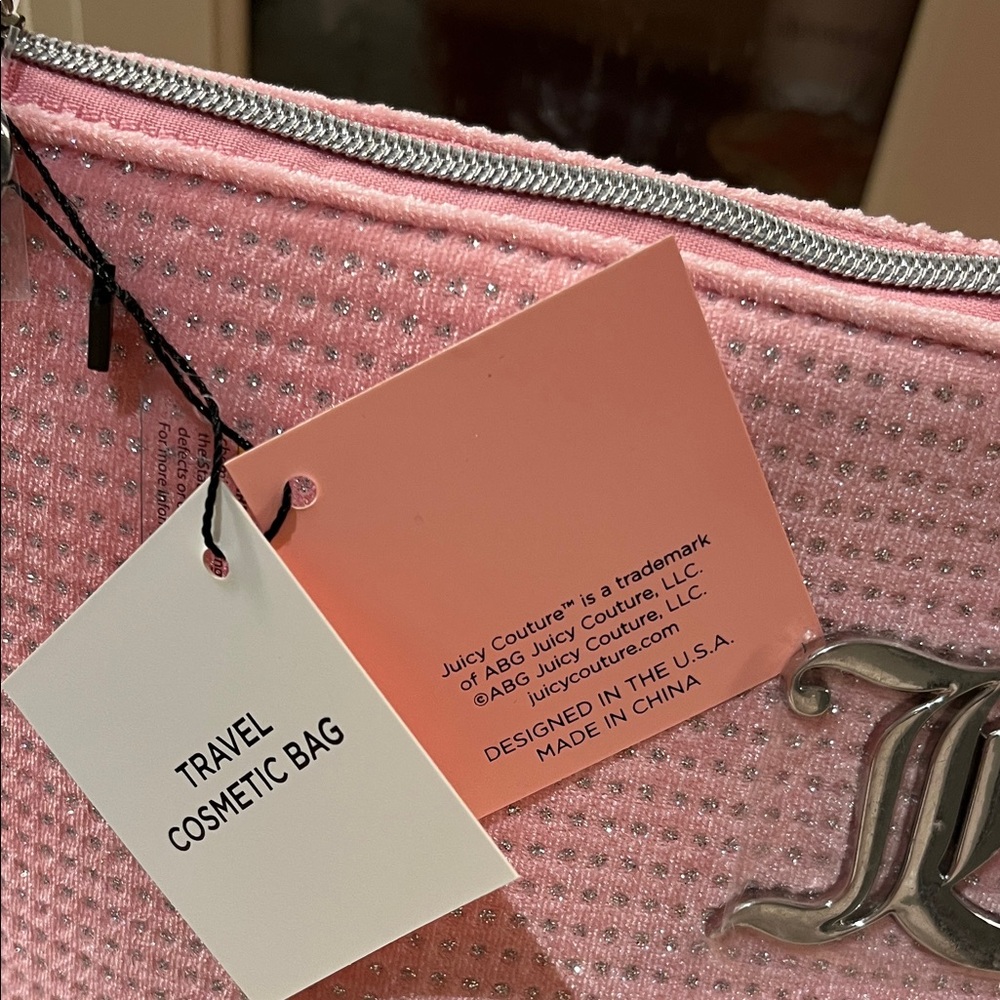Juicy Couture Travel Pink Cosmetic Bag with Silver Accents - Picture 3 of 4
